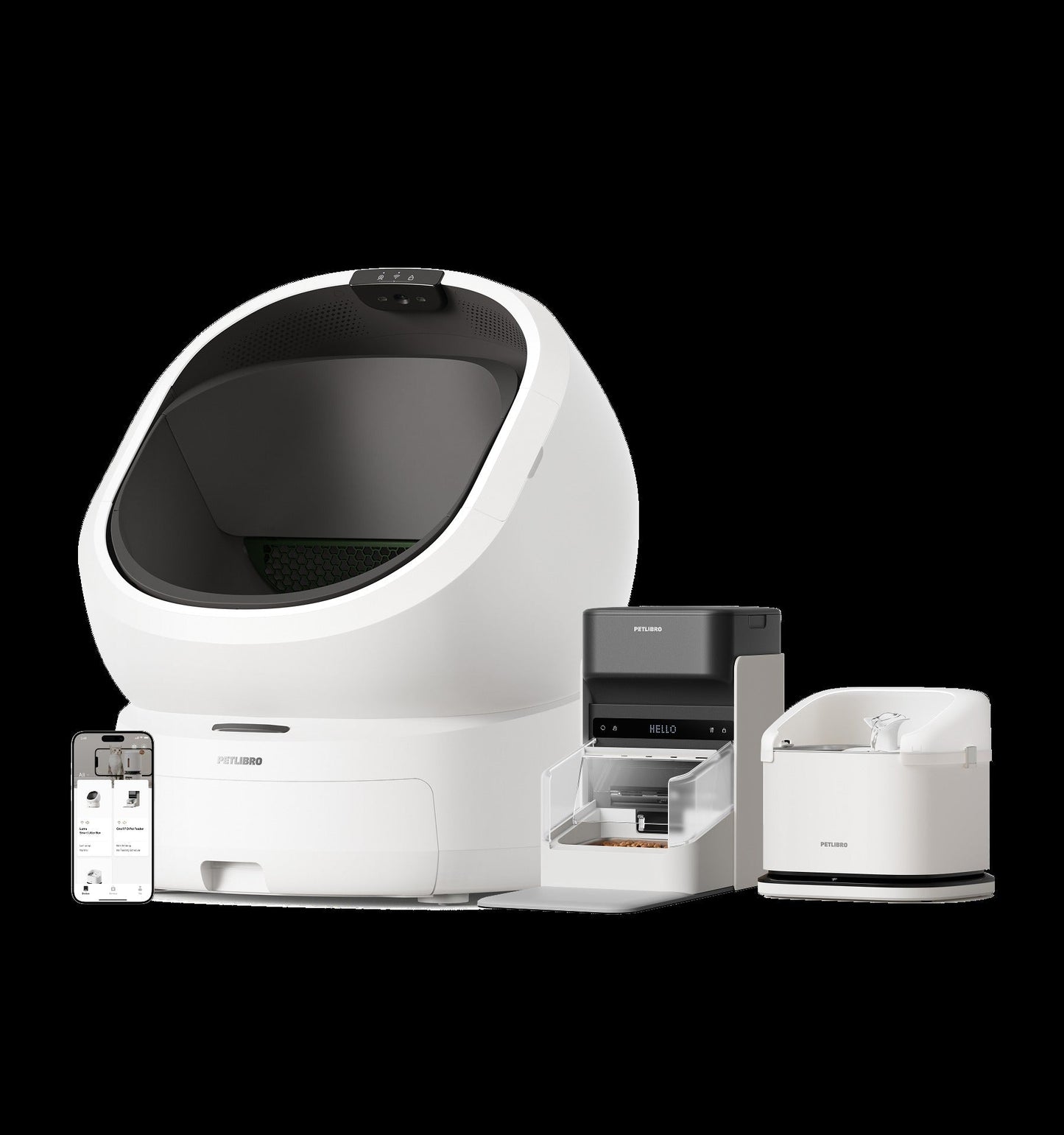 Luma Smart Litter Box & Dockstream RFID Smart Fountain & One RFID Smart Feeder
