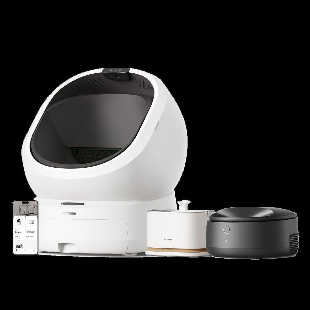 Luma Smart Litter Box & Polar Smart Wet Food Feeder & Dockstream 2 Smart Fountain
