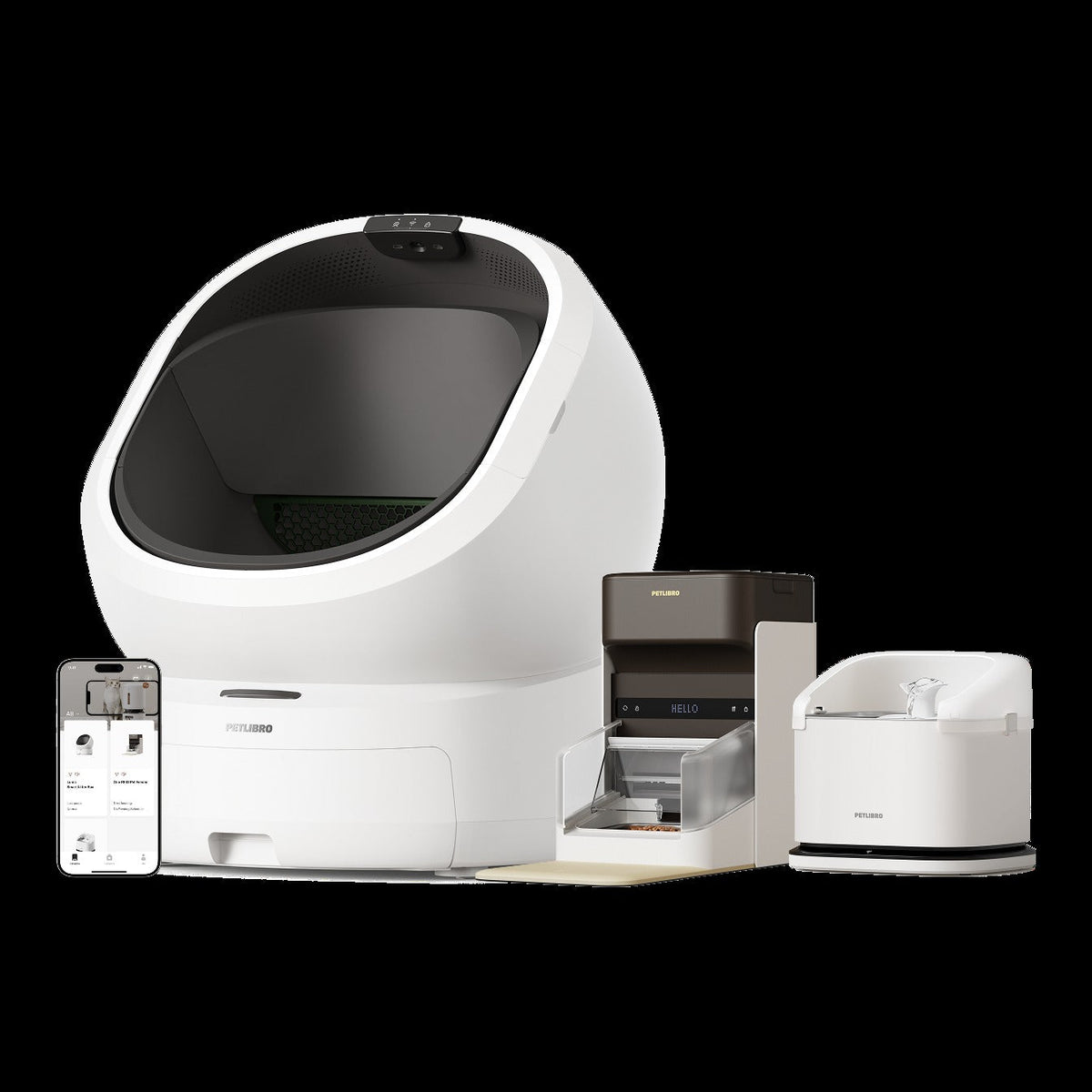 Luma Smart Litter Box & Dockstream RFID Smart Fountain & One RFID Smart Feeder