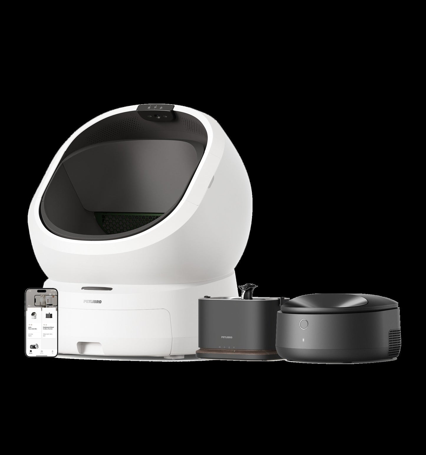 Luma Smart Litter Box & Polar Smart Wet Food Feeder & Dockstream 2 Smart Fountain