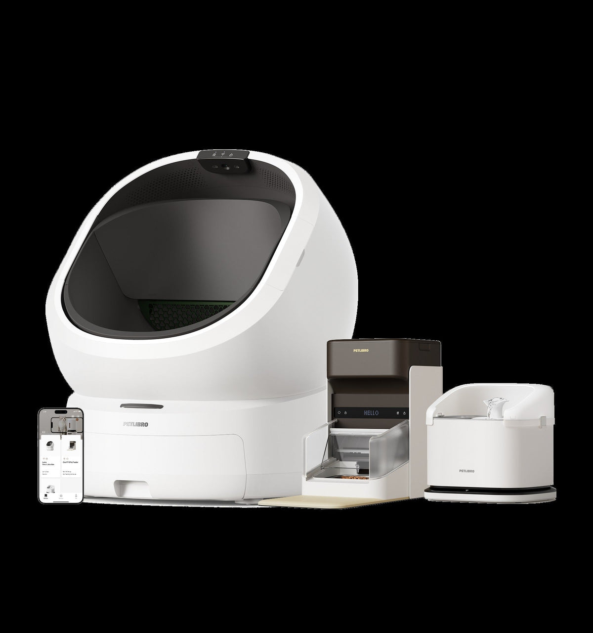 Luma Smart Litter Box & Dockstream RFID Smart Fountain & One RFID Smart Feeder